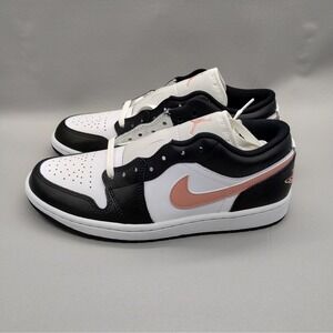 Air Jordan 1 Low Black White Rust Pink Sneakers 553558-034 Mens Size 7.5 New